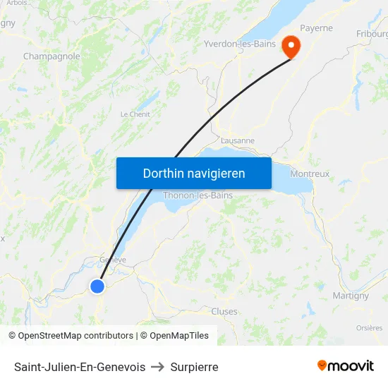 Saint-Julien-En-Genevois to Surpierre map