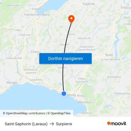 Saint-Saphorin (Lavaux) to Surpierre map
