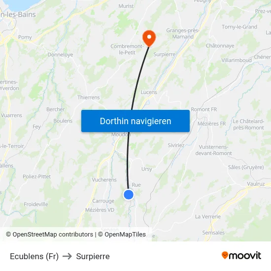 Ecublens (Fr) to Surpierre map