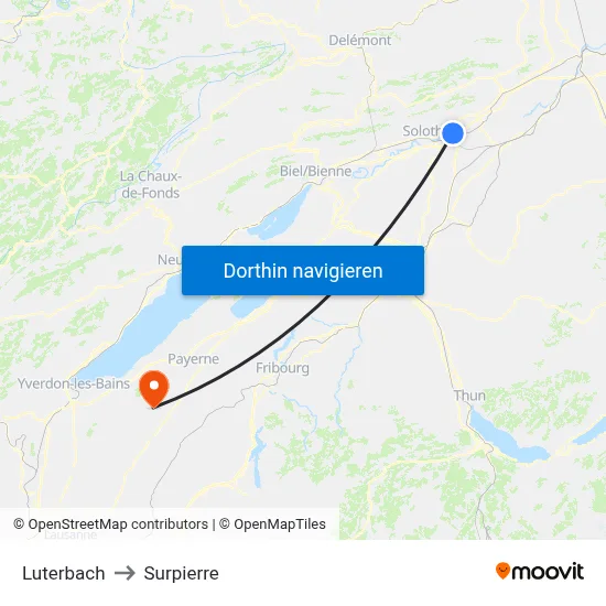 Luterbach to Surpierre map