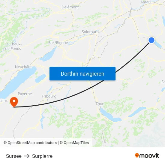 Sursee to Surpierre map