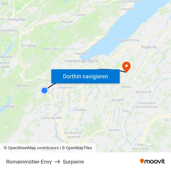 Romainmôtier-Envy to Surpierre map