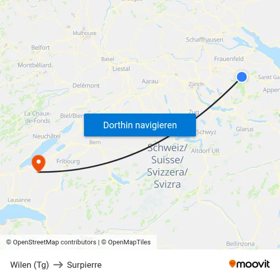 Wilen (Tg) to Surpierre map