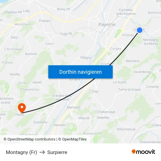 Montagny (Fr) to Surpierre map