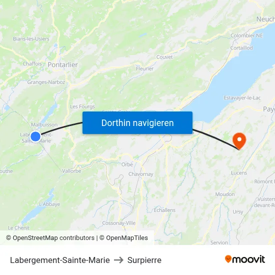 Labergement-Sainte-Marie to Surpierre map