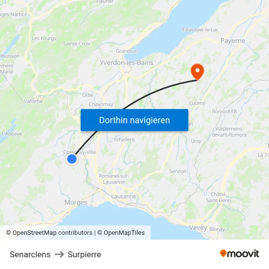 Senarclens to Surpierre map
