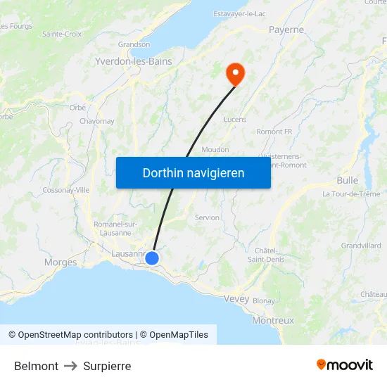 Belmont to Surpierre map