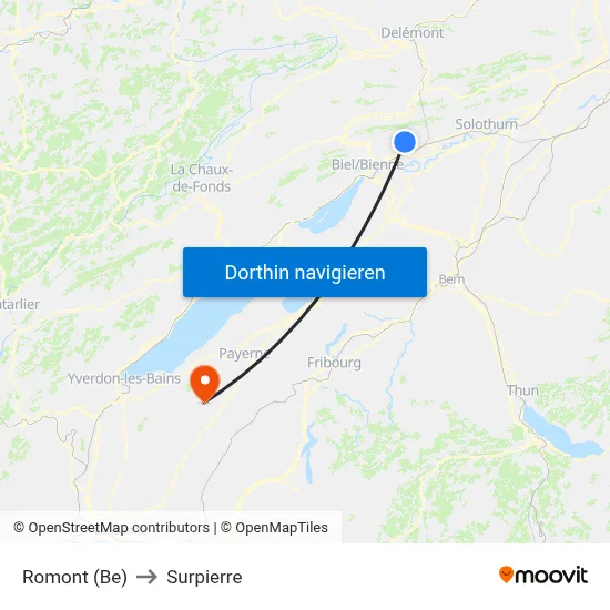 Romont (Be) to Surpierre map