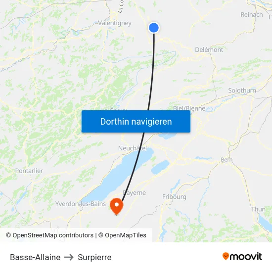 Basse-Allaine to Surpierre map