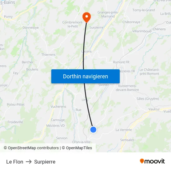 Le Flon to Surpierre map
