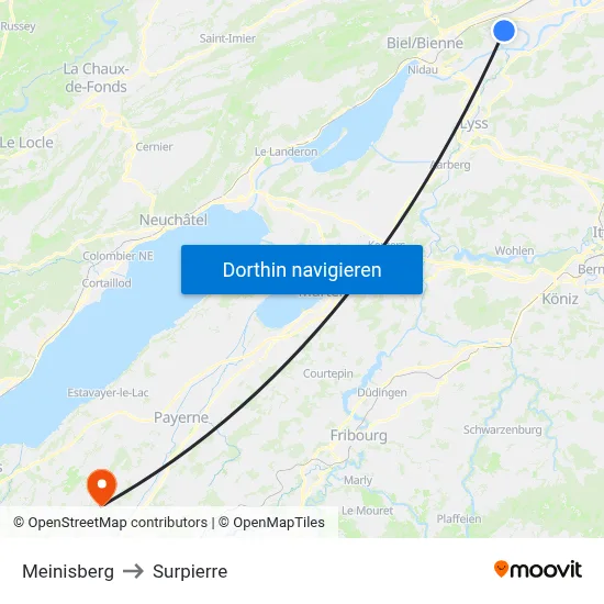 Meinisberg to Surpierre map