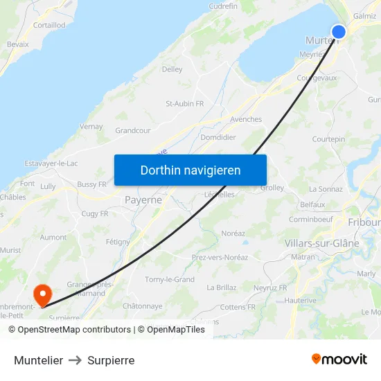 Muntelier to Surpierre map
