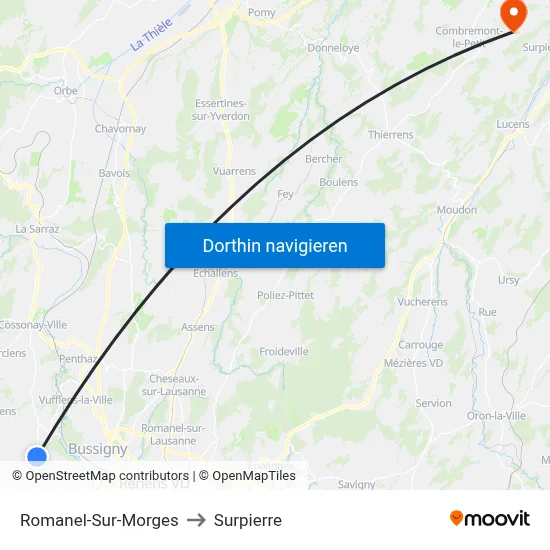 Romanel-Sur-Morges to Surpierre map