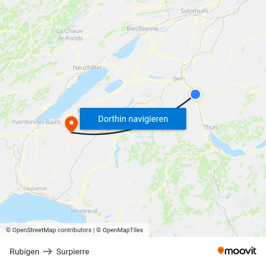 Rubigen to Surpierre map