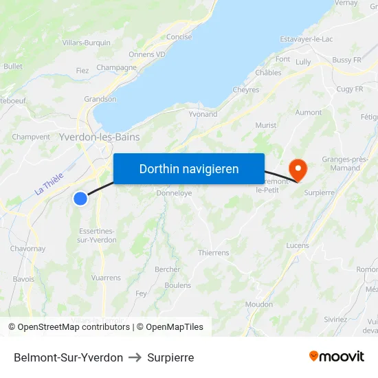 Belmont-Sur-Yverdon to Surpierre map