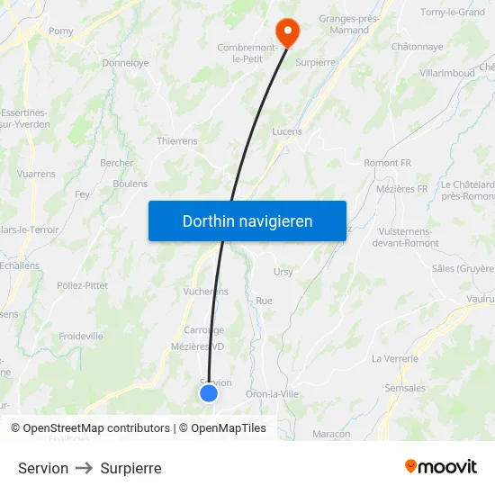 Servion to Surpierre map