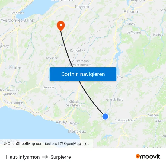 Haut-Intyamon to Surpierre map