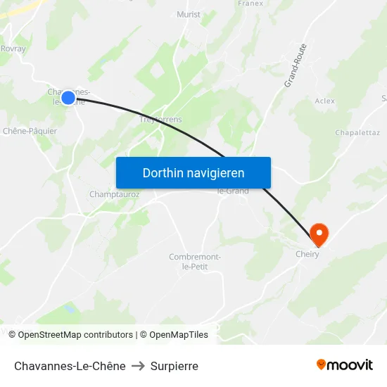 Chavannes-Le-Chêne to Surpierre map