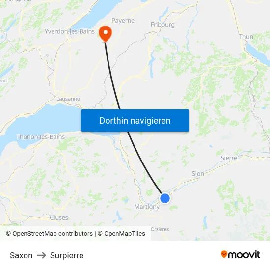 Saxon to Surpierre map