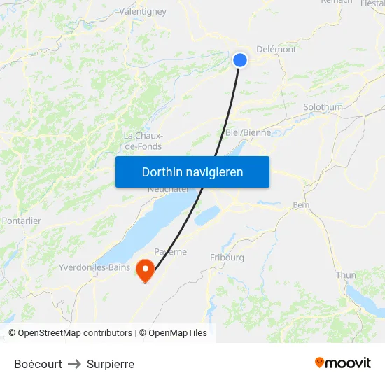 Boécourt to Surpierre map