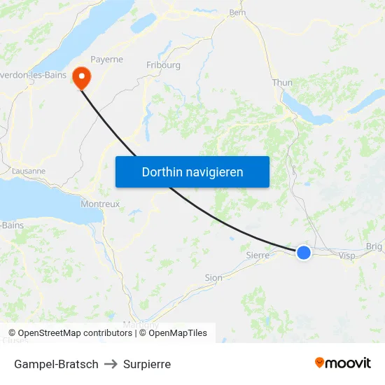 Gampel-Bratsch to Surpierre map