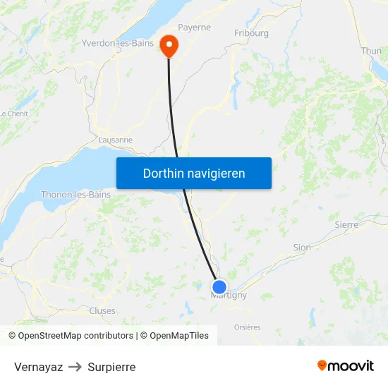 Vernayaz to Surpierre map