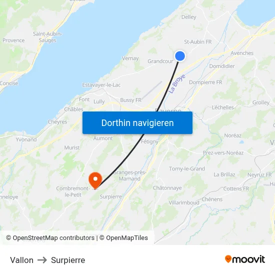 Vallon to Surpierre map