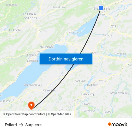 Evilard to Surpierre map