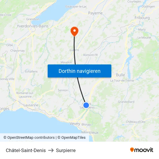Châtel-Saint-Denis to Surpierre map