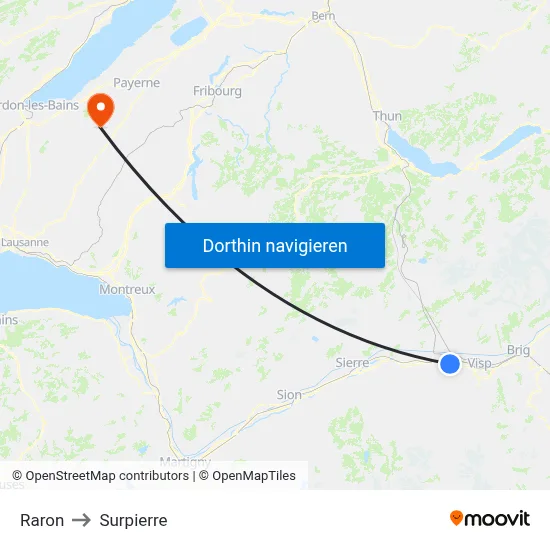 Raron to Surpierre map