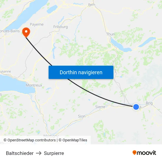 Baltschieder to Surpierre map