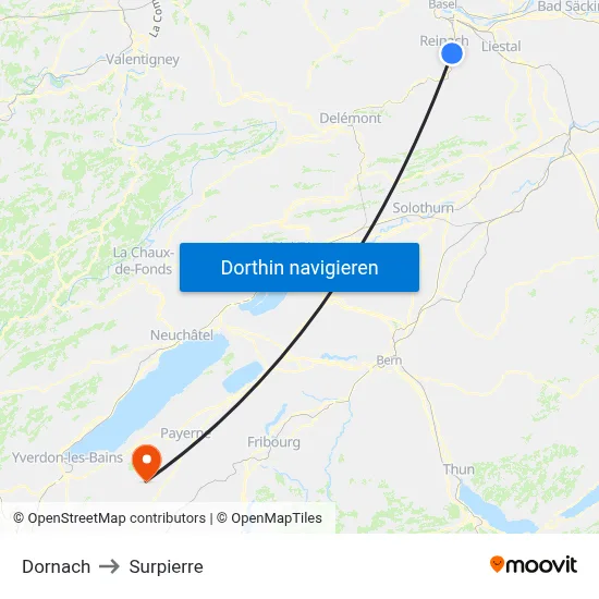Dornach to Surpierre map