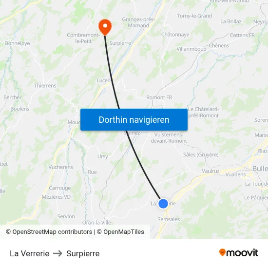 La Verrerie to Surpierre map