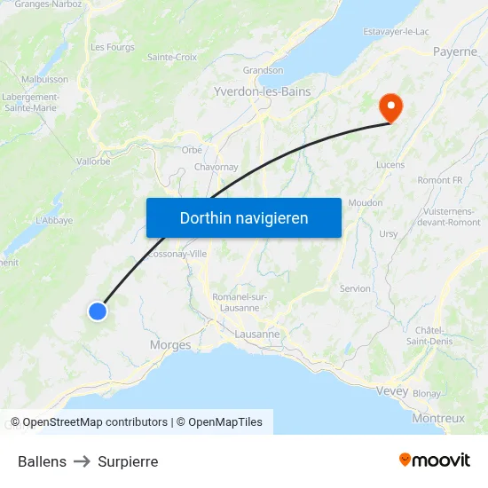 Ballens to Surpierre map