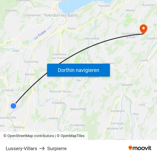 Lussery-Villars to Surpierre map