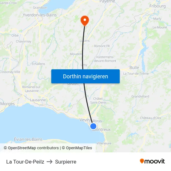 La Tour-De-Peilz to Surpierre map