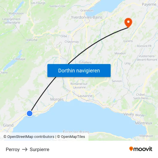 Perroy to Surpierre map