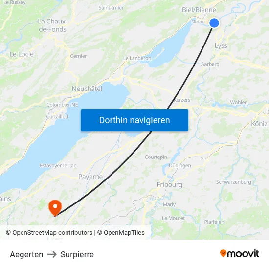Aegerten to Surpierre map