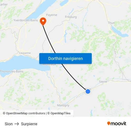 Sion to Surpierre map