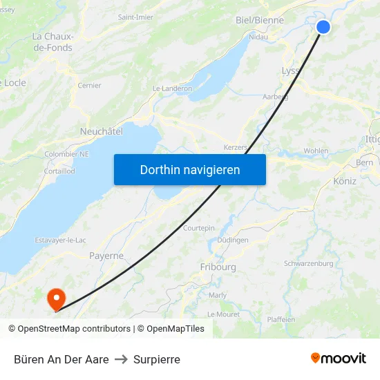 Büren An Der Aare to Surpierre map
