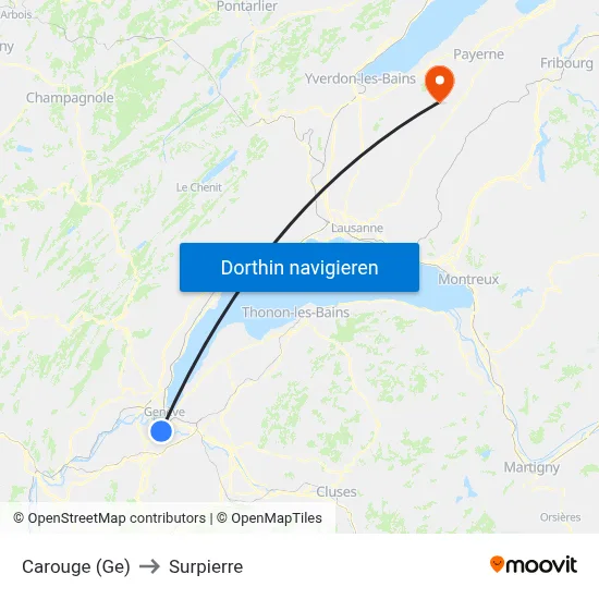 Carouge (Ge) to Surpierre map