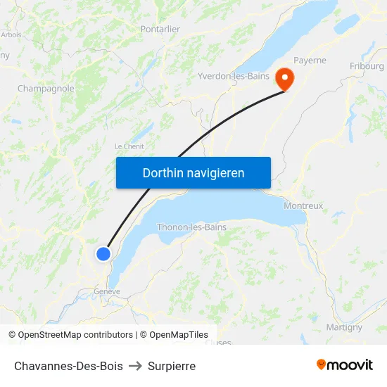 Chavannes-Des-Bois to Surpierre map