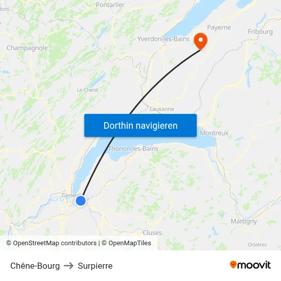 Chêne-Bourg to Surpierre map