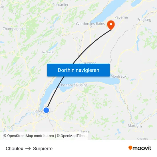 Choulex to Surpierre map
