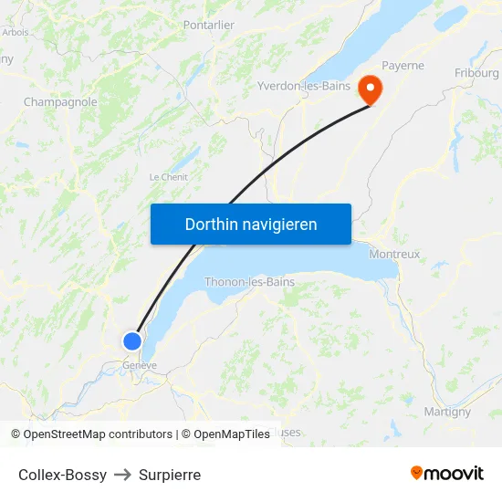 Collex-Bossy to Surpierre map