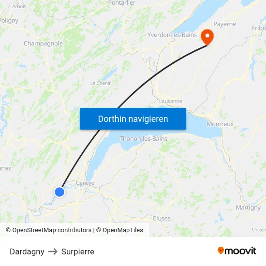 Dardagny to Surpierre map