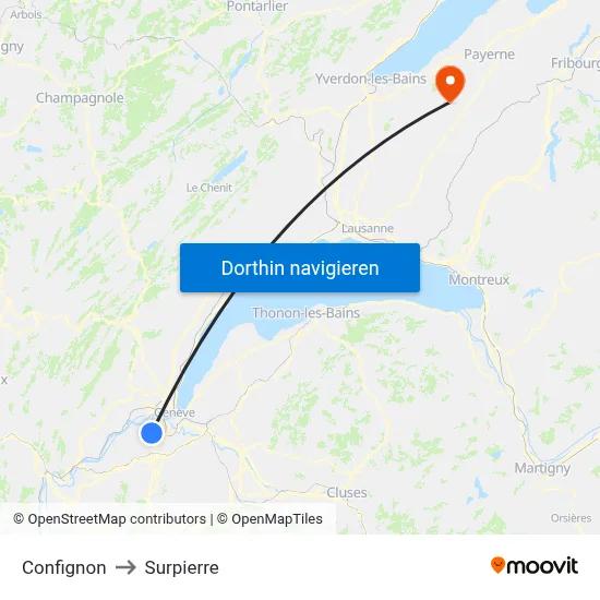 Confignon to Surpierre map