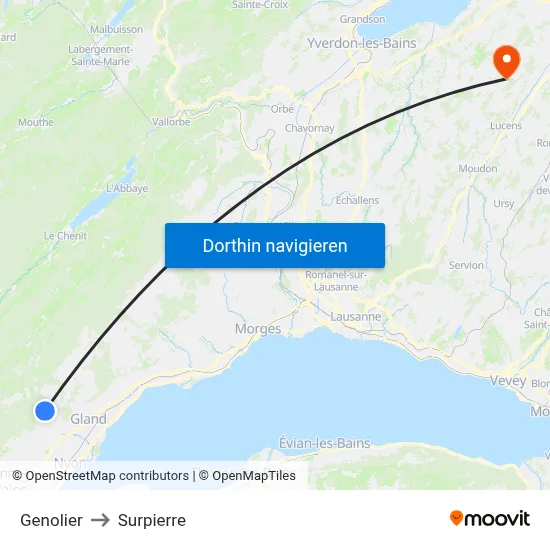 Genolier to Surpierre map