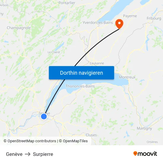 Genève to Surpierre map