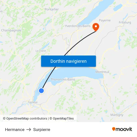 Hermance to Surpierre map